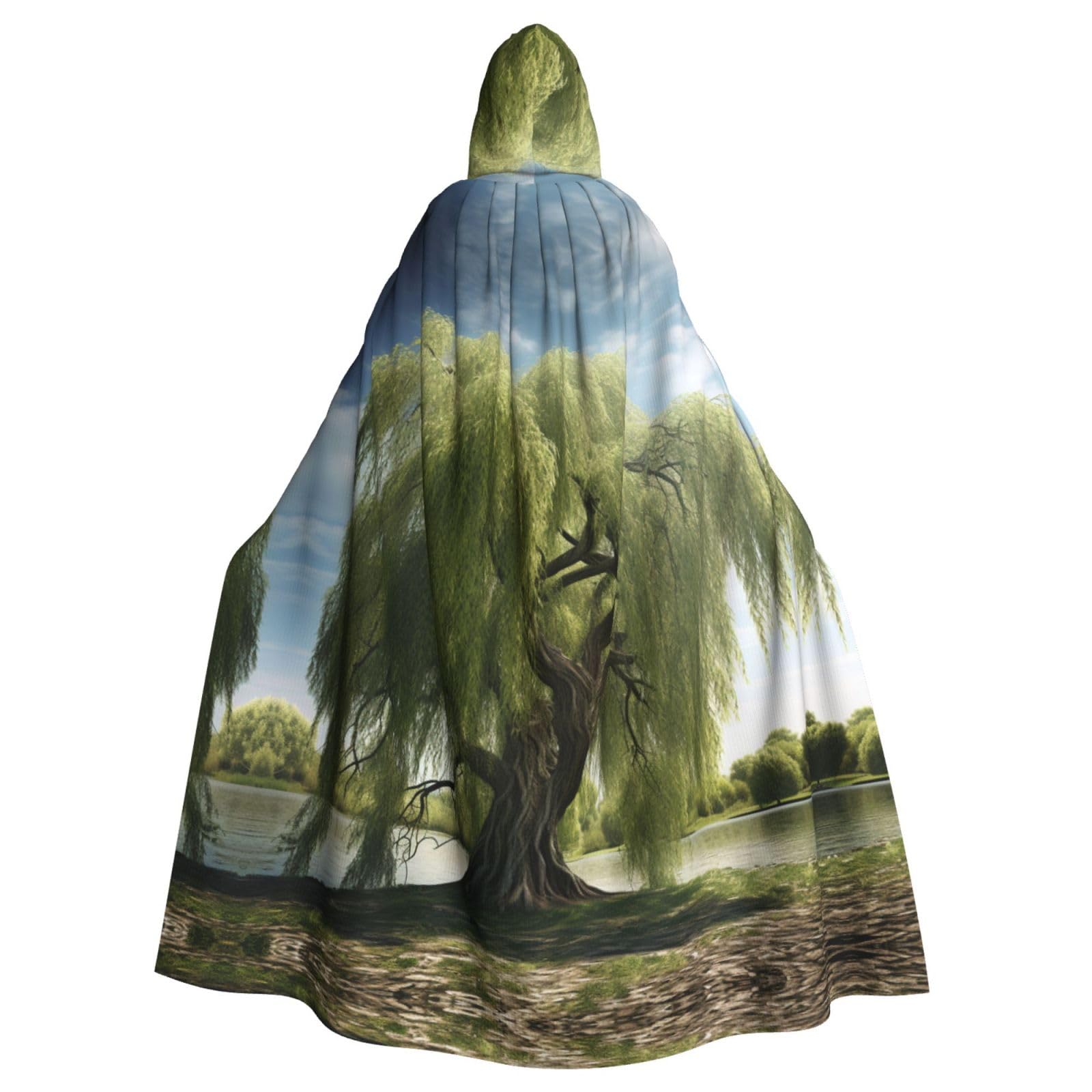 AoRom Willow Tree Printed Hooded Cloak,Unisex Cloak With Hood,Cape For Halloween Christmas Cosplay Costumes