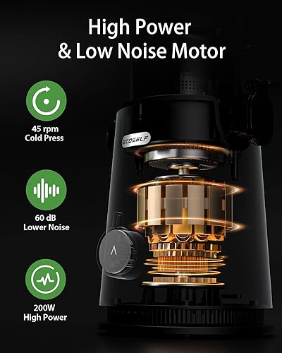 Miniatura 8 de Máquinas exprimidoras – Canal de alimentación de boca ancha con diseño de autoalimentación manos libres – Exprimidor de prensa en frío para verduras