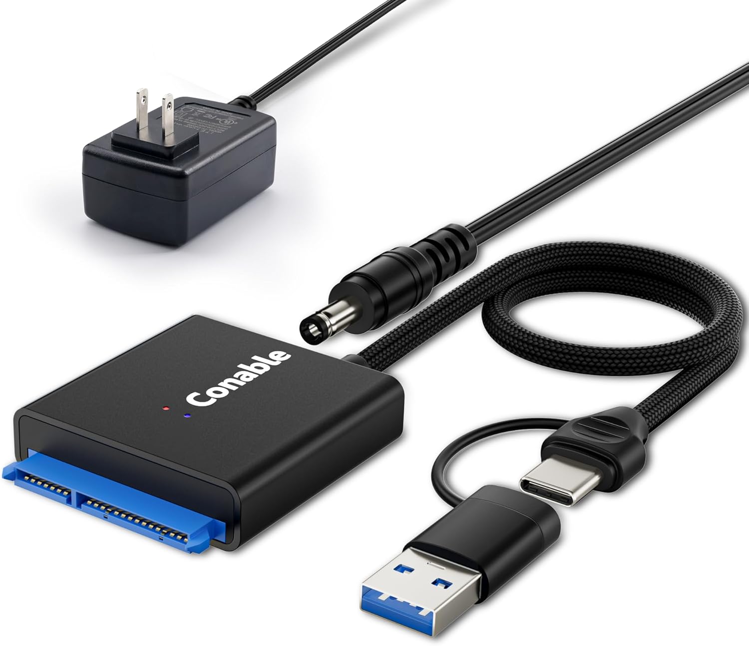 SATA to USB Adapter, 2 in 1 USB-C/ USB 3.0 to SATA III External Converter for 3.5 2.5 Inch SSD/HDD Hard Drive Reader SATA III Disk, UASP, Compatible with Seagate WD Hitachi with 12V/2A DC Adapter