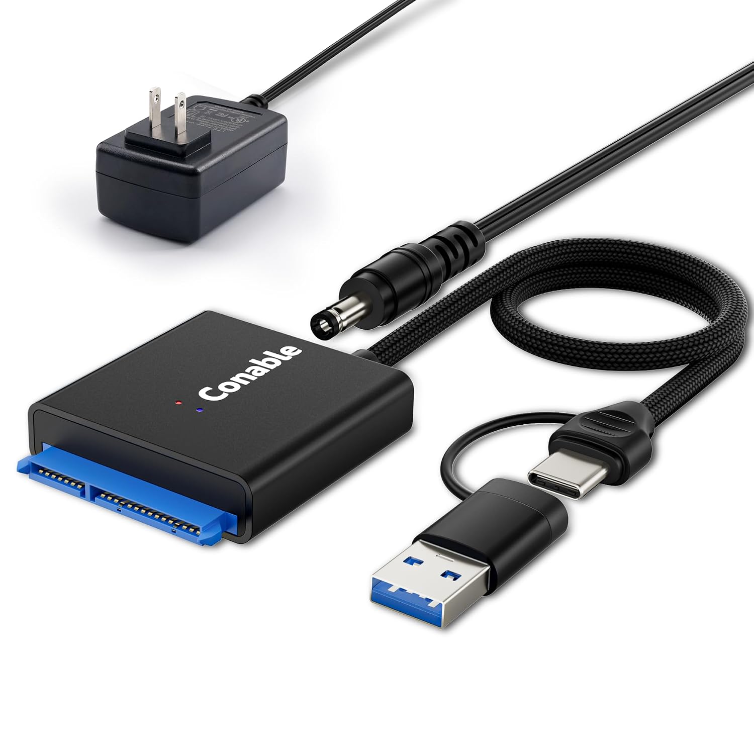 SATA to USB Adapter, 2 in 1 USB-C/ USB 3.0 to SATA III External Converter for 3.5 2.5 Inch SSD/HDD Hard Drive Reader SATA III Disk, UASP, Compatible with Seagate WD Hitachi with 12V/2A DC Adapter