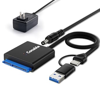 SATA to USB Adapter, 2 in 1 USB-C/ USB 3.0 to SATA III External Converter for 3.5 2.5 Inch SSD/HDD Hard Drive Reader SATA III Disk, UASP, Compatible with Seagate WD Hitachi with 12V/2A DC Adapter