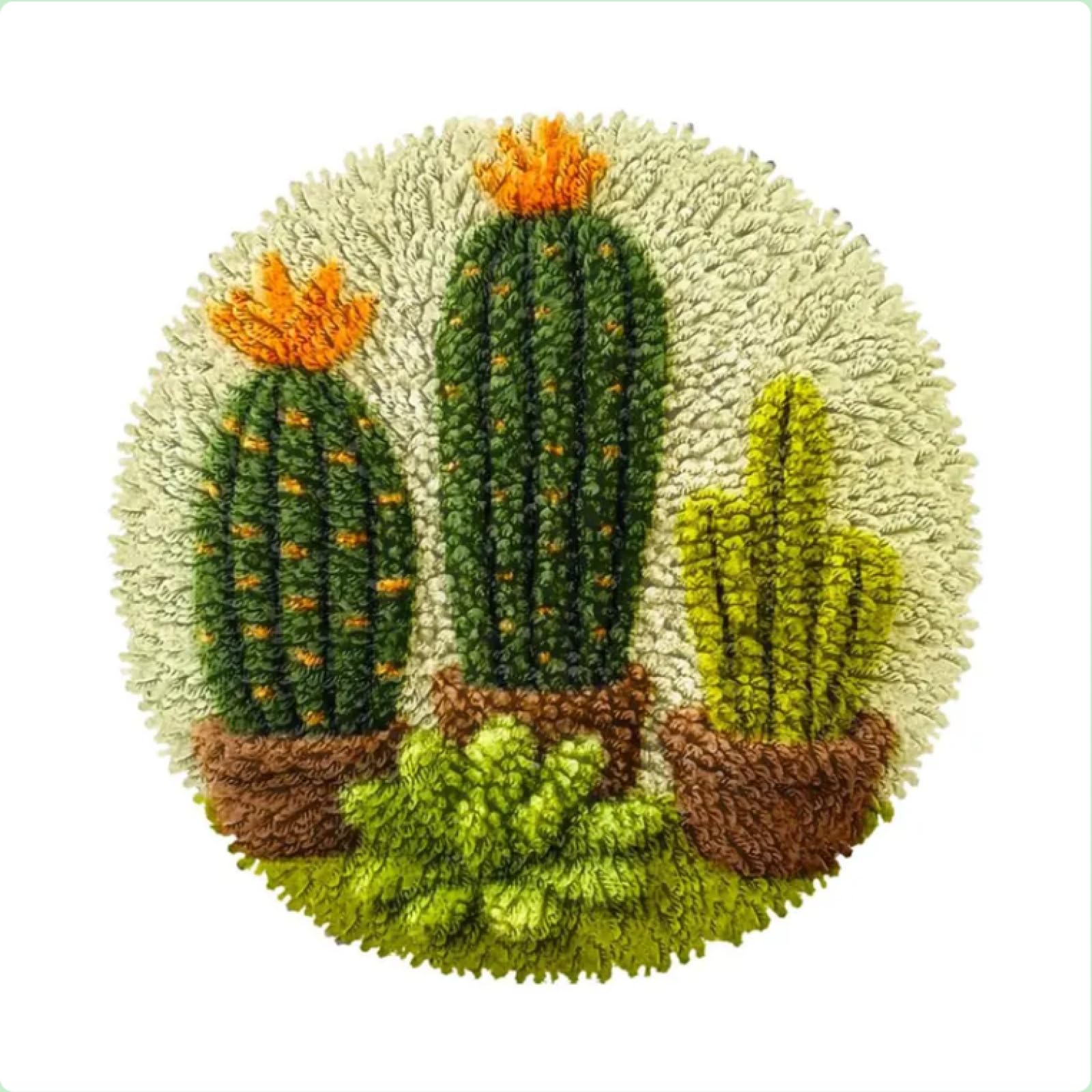 XDEGHUANGSS DIY Latch Hook Rug Kit:Cactus and Succulent Design