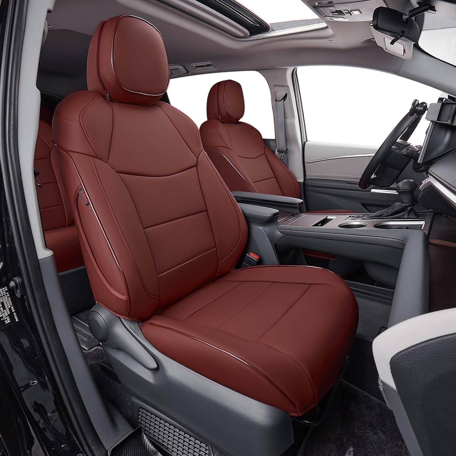 EKR Sienna Seat Covers for 2011-2020 Toyota Sienna XLE,Limited,Limited Premium,7 Seats,2nd Row Captain Seats W/Legrest,Seat Covers for SUV,Automotive Seat Cover Full Set-Three Row,Leather (Beige)