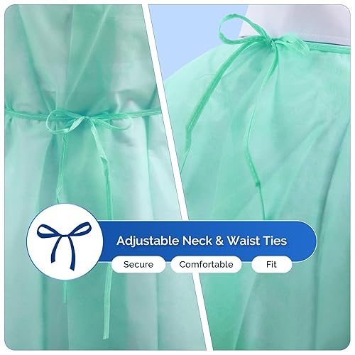 Miniatura 22 de JMU 100 piezas de batas de aislamiento desechables a granel, vestidos médicos PP largos con puños de punto (blanco)