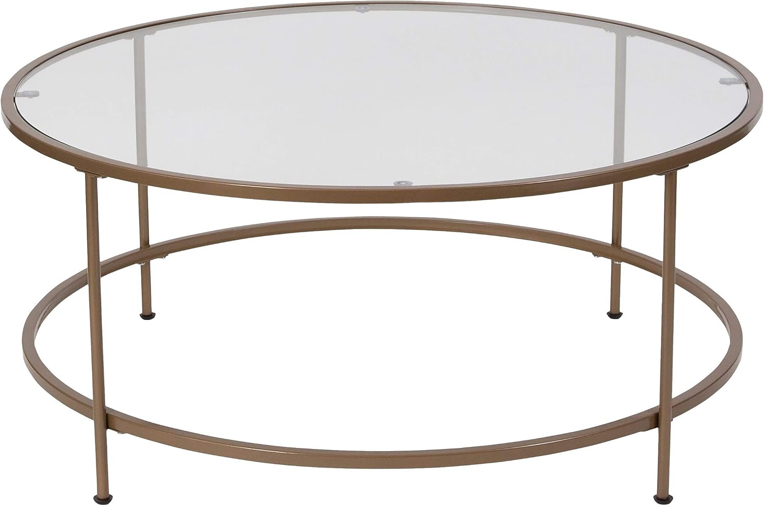 Flash Furniture Astoria Collection Round Coffee Table - Modern Clear Glass Coffee Table - Matte Gold Frame