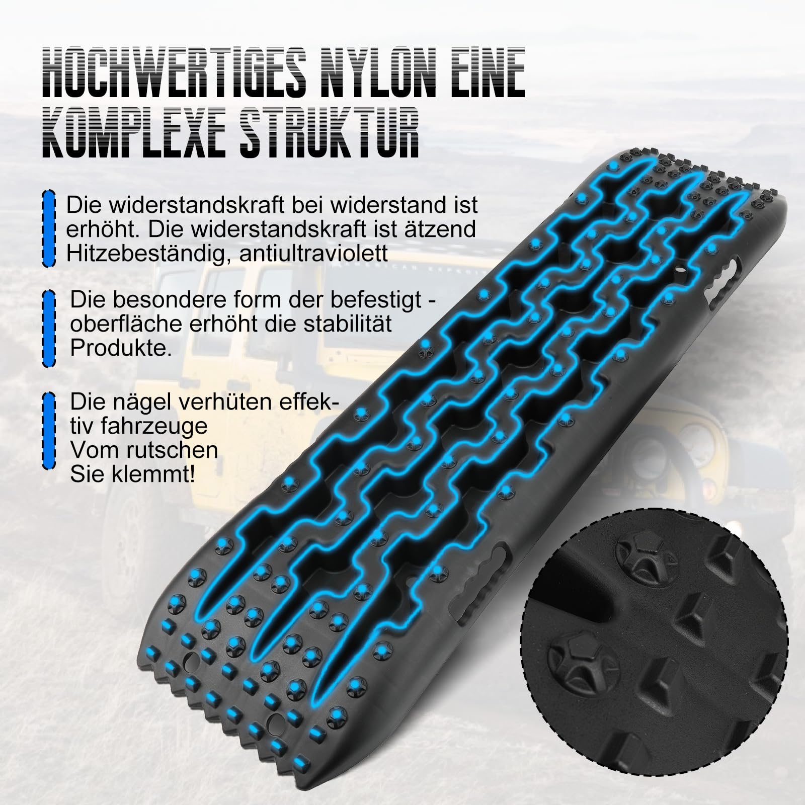 Tappetini Trazione Offroad 2 Pezzi - Recovery Board Per Fango, Sabbia E Neve 105x29cm - Foto 2