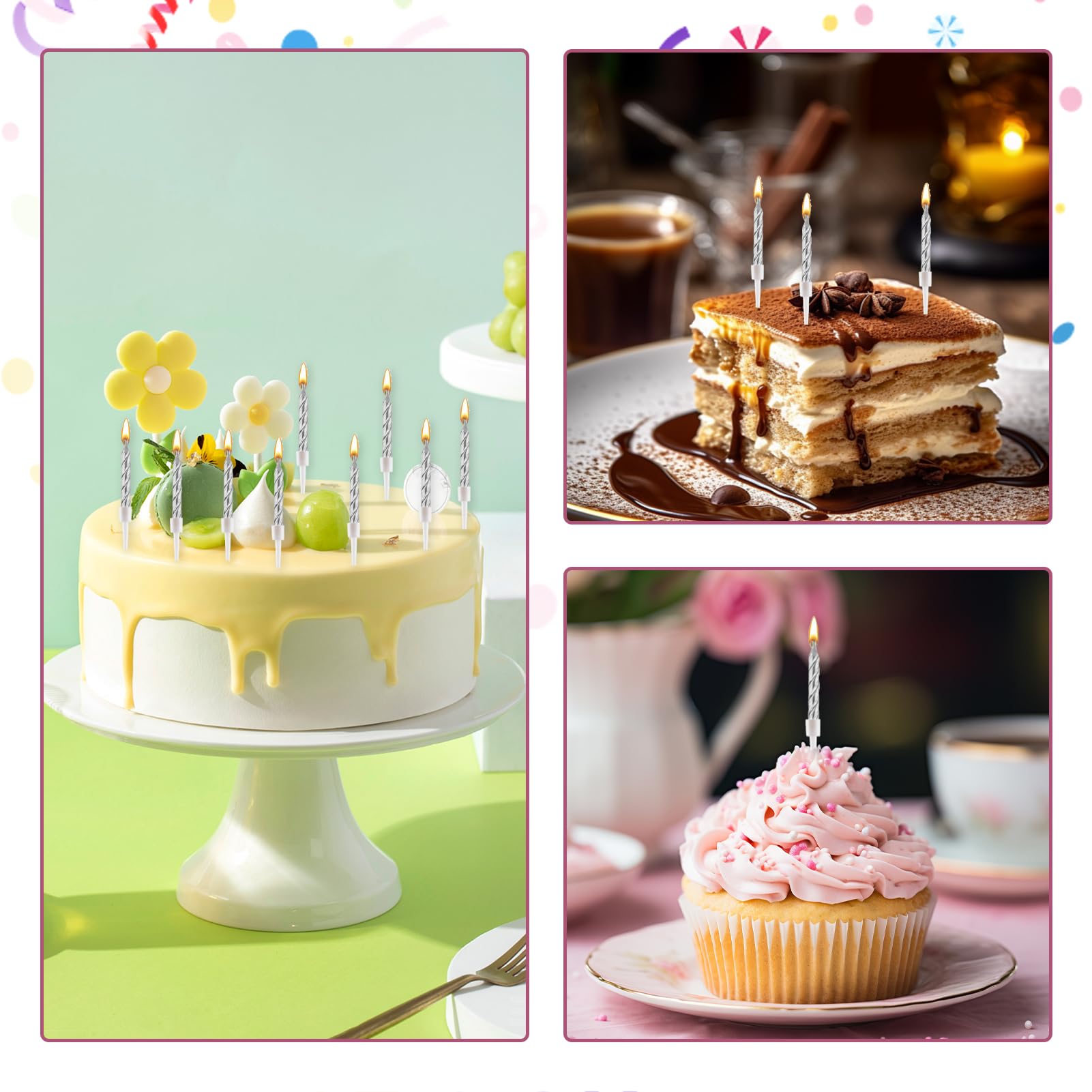 Lot de 50 bougies d'anniversaire - Avec bougeoir - Pour décorer les gâteaux Lot de 50 bougies d'anniversaire - Avec bougeoir - Pour décorer les gâteaux