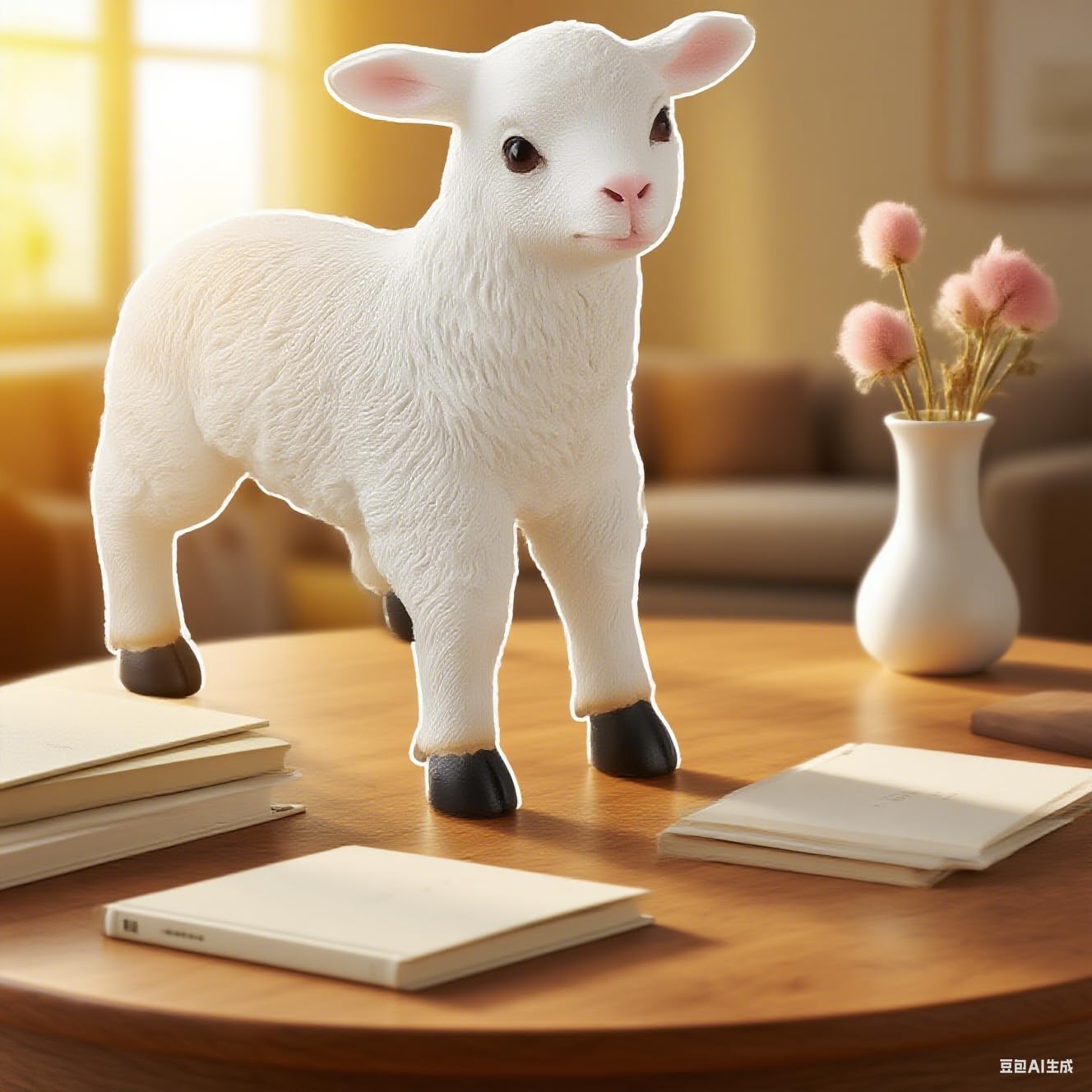 1Pcs Lamb Garden Statue,Sheep Hand Made Lifelike Garden Sculpture for Indoor Outdoor Decoration(Small Standing Posture