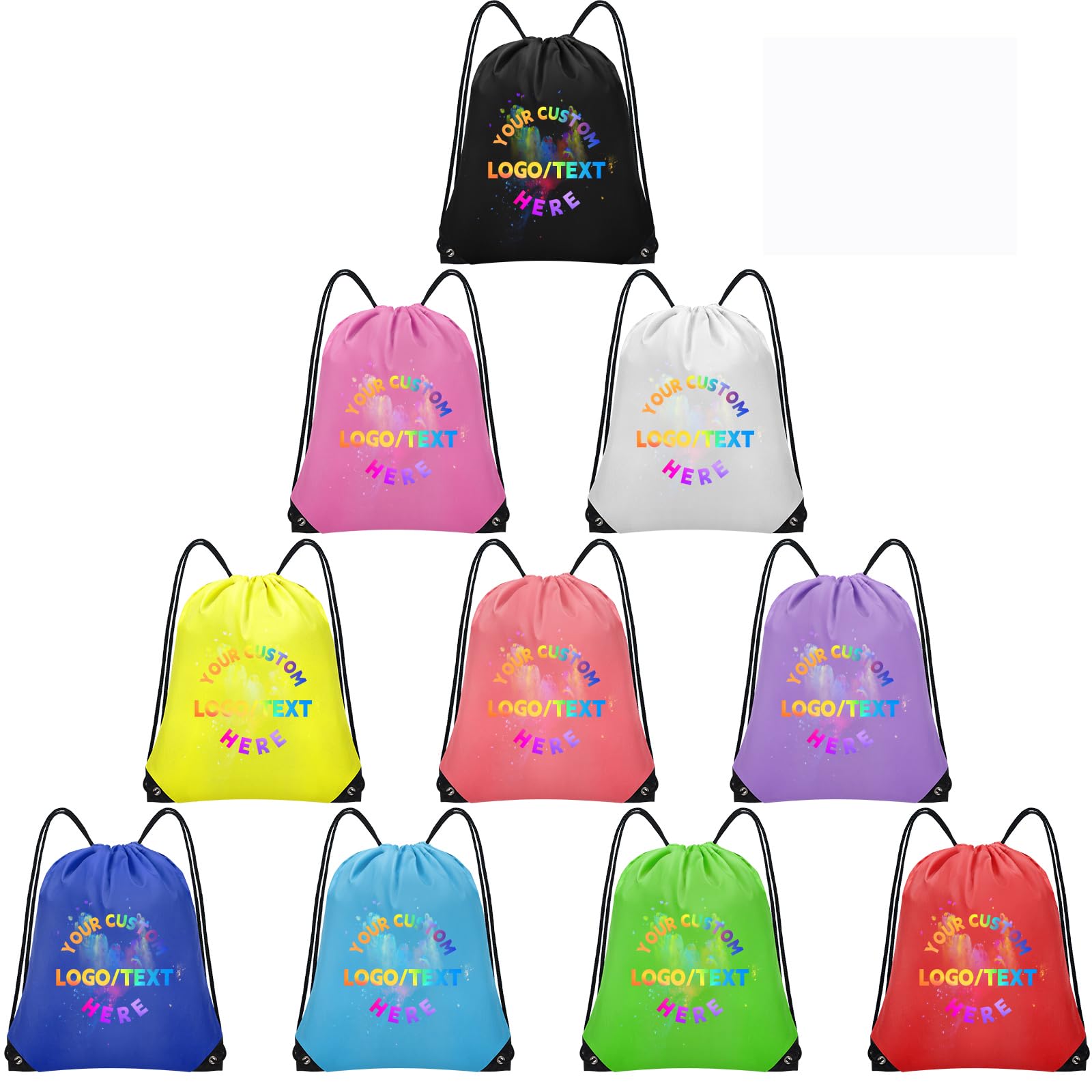 Grneric 100 Pack Custom Drawstring Backpacks Bulk, Drawstring String Bags Personalized Cinch Backpack for Gym, Sport, Travel, 10 Color