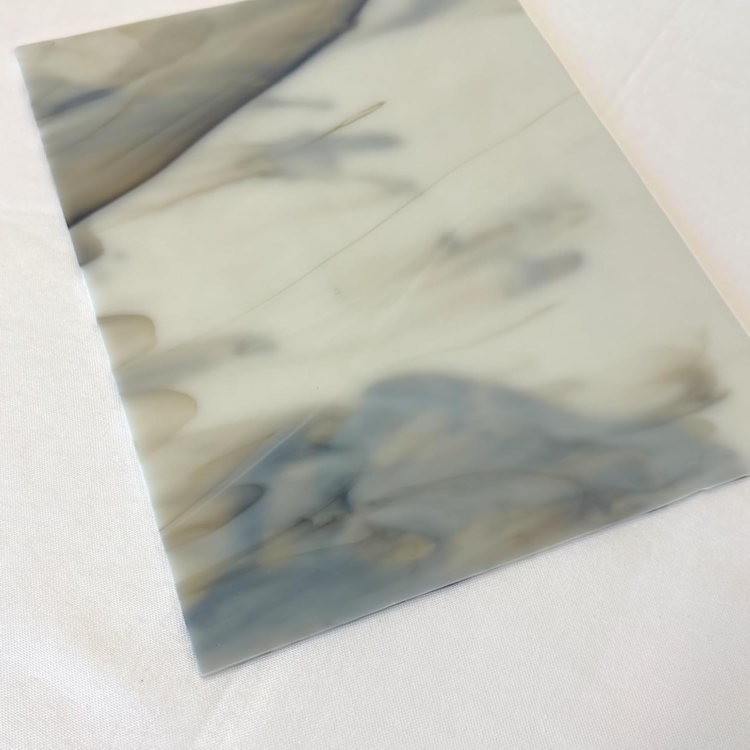 BiNARi Glass Studio 8" X 12" Medium Grey-Brown, White Opal Wissmach Stained Glass Sheet - (1 Sheet)