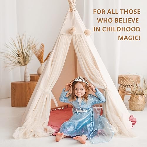 Miniatura 9 de MINICAMP Tienda de campaña tipi original para niños, hecha a mano de lona natural y casa de juegos de madera para niños y niños, tienda de campaña