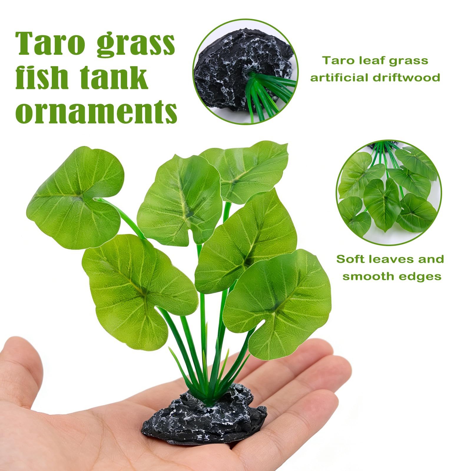 Plante artificielle décorative pour aquarium et terrarium, aspect bois flotté, avec socle en résine solide et feuilles en plastique flexibles, cachette, brise-vue et structure pour petits aquariums et