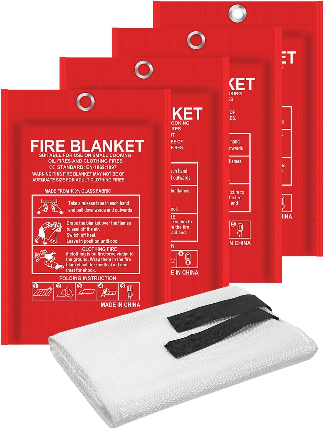 THOMEN 4 Pack Emergency Fire Blanket for Home and Kitchen...