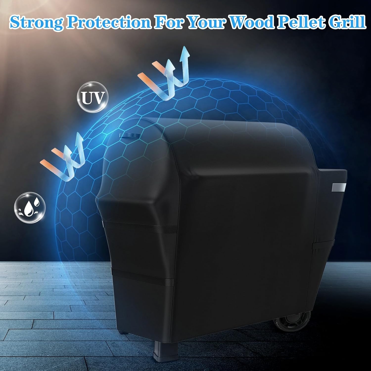 Utheer Grill Cover & Folding Prep Table Set for Weber Searwood XL 600 – Heavy Duty 600D Waterproof Grill Cover & 35" Front Shelf with Stainless Steel Basin, Cutting Board & Hooks