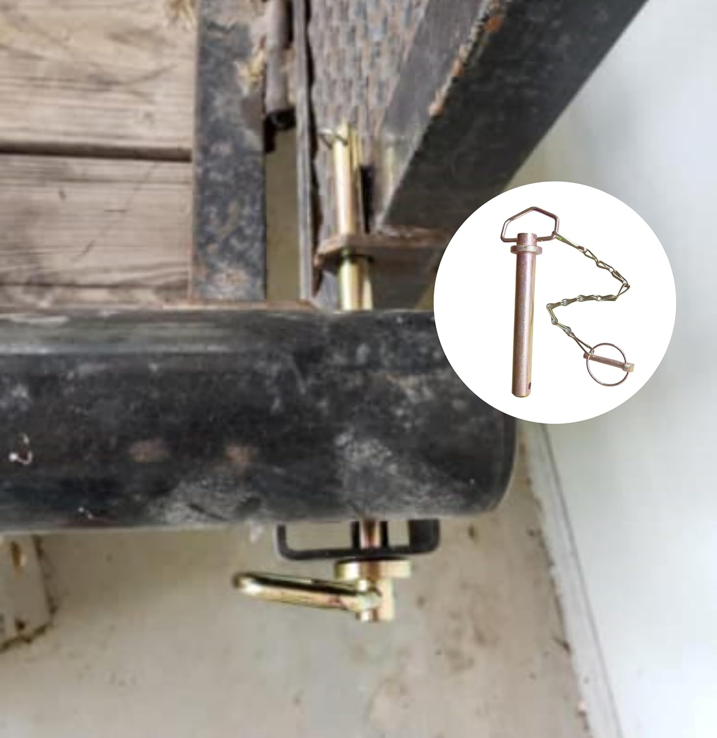 Heavy Duty Hitch pins, Spring Steel Belt Chain Trailer pins + Lynch pins, for Hook and Shaft Connection (Dia.:1in(25mm))