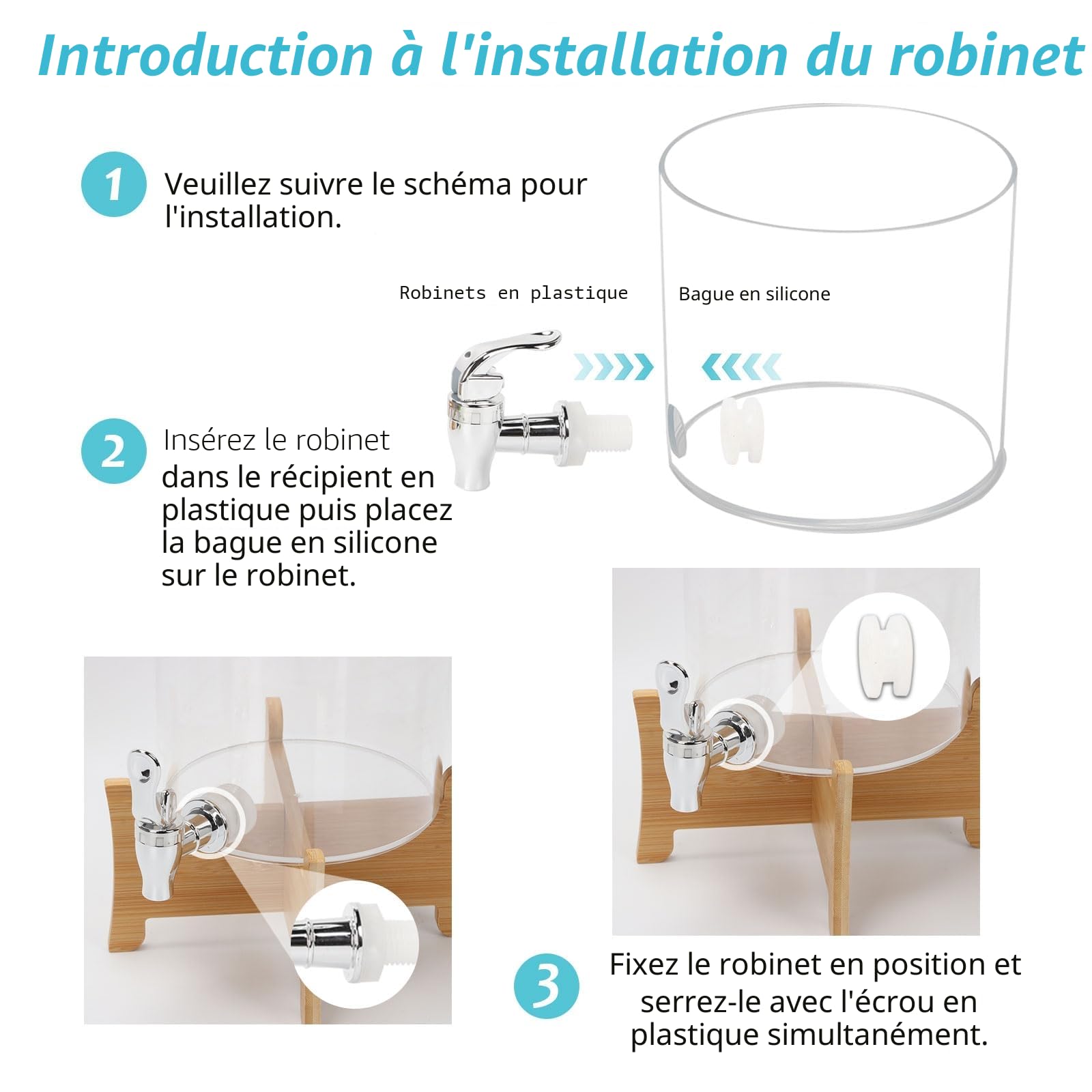 2,5L Distributeur Lessive Liquide avec Robinet, Distributeur de Détergent à Lessive avec Couvercle, Support en Bois et Tasse à Doseur, Contenant Lessive Liquide Boîte de Rangement pour Détergents