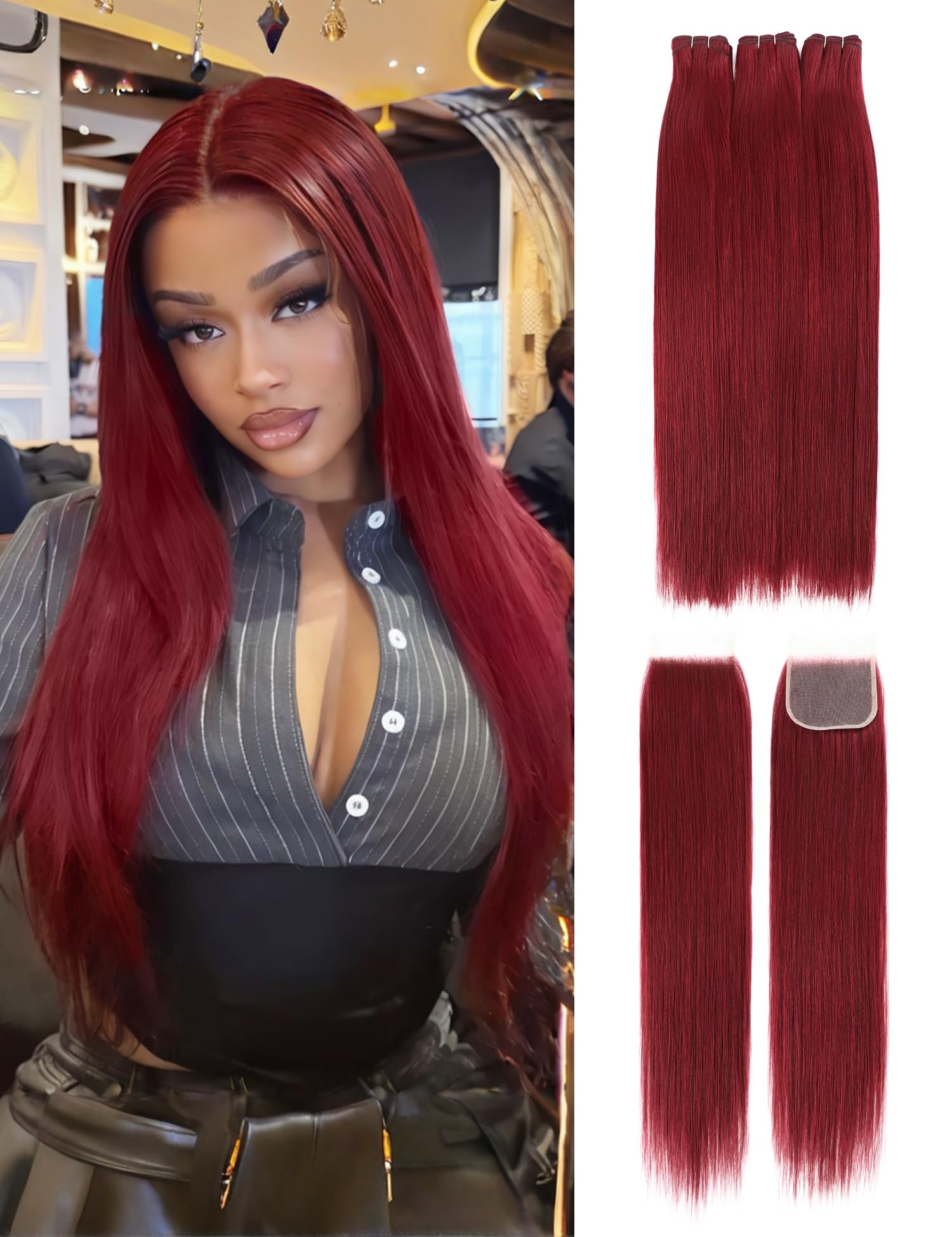 Photo 1 of MEGICAEBEAUTY Synthetic Hair Bundles with Closure
