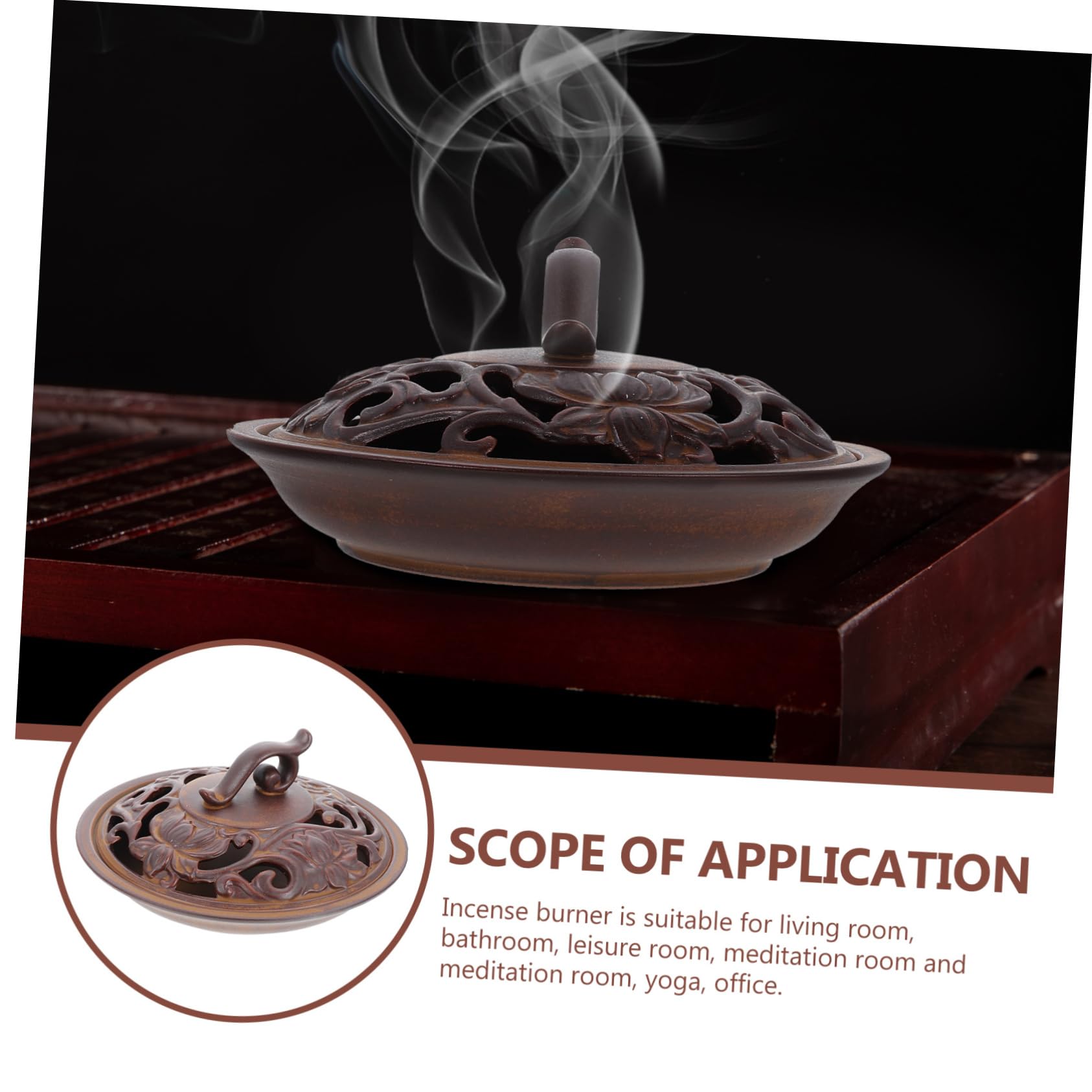 Bruciatore di Incenso Ceramico Decorativo da Tavolo per Interni | Supporto Aroma Therapy, per Camera da Letto e Decorazione Casa, Stile Bronzo Retrò