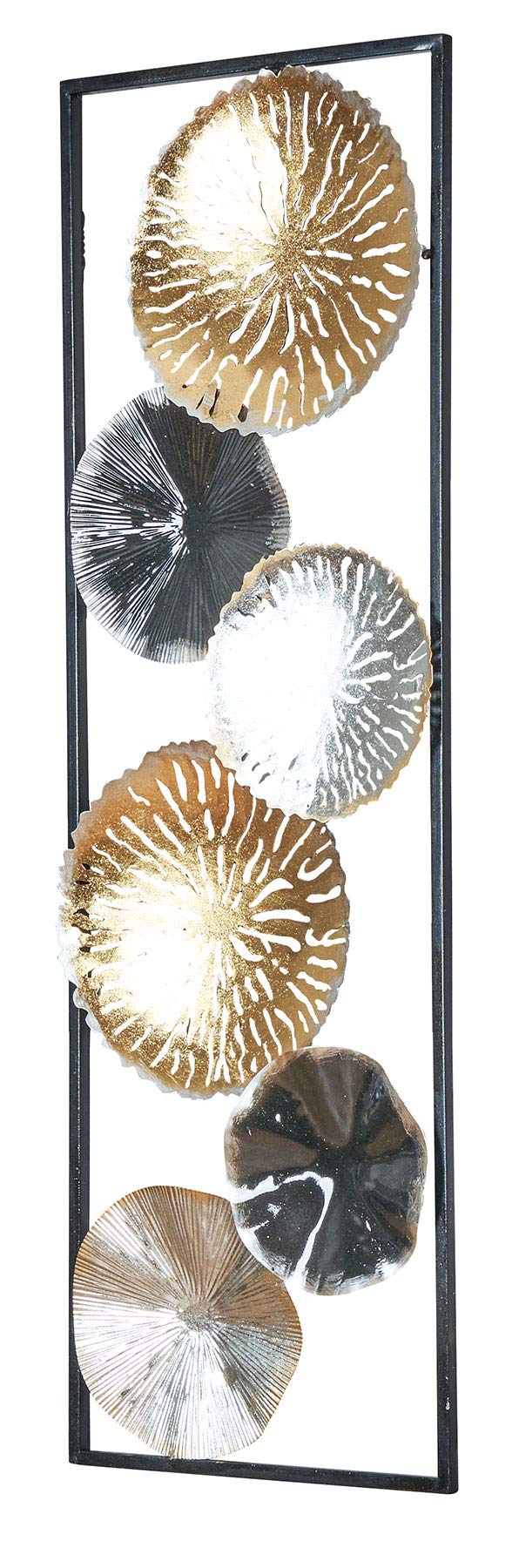 Cuadro 3D de 30 x 90 cm, anillos de metal, plata, cobre, oro, decoración, arte de pared, diseño de placa de metal