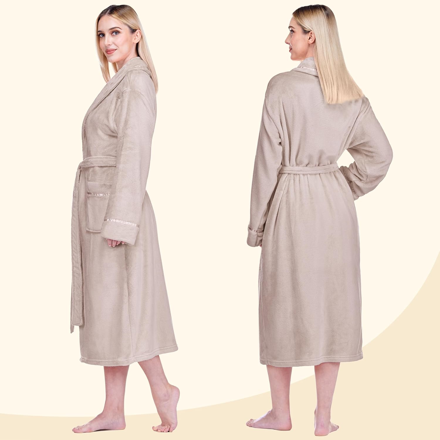 PAVILIA Robes For Women, Fleece Soft Fluffy Bathrobe, Plush Cozy Long Spa Robe - Image 3