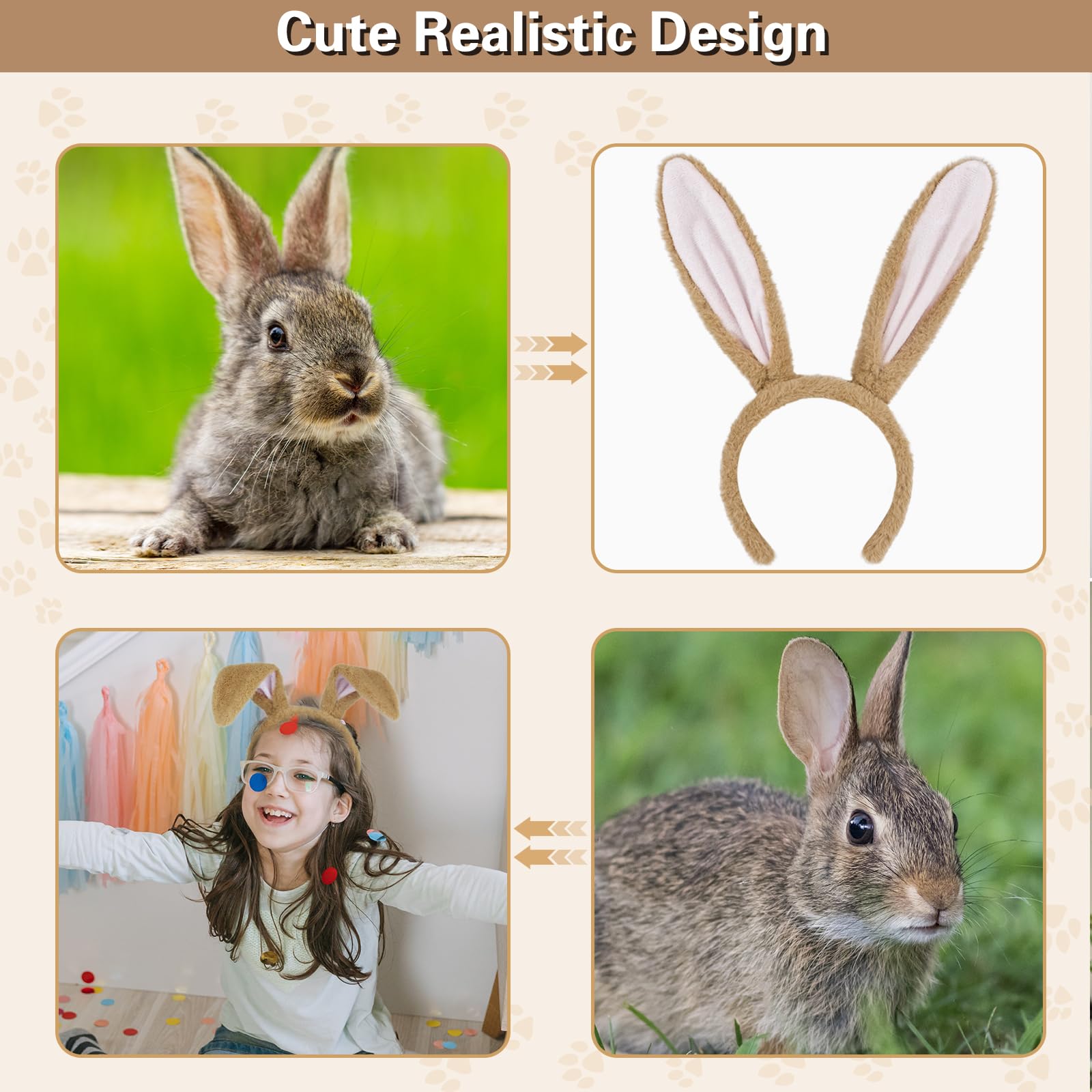 SIOTMERA Bunny Ears Headband Brown - Image 3