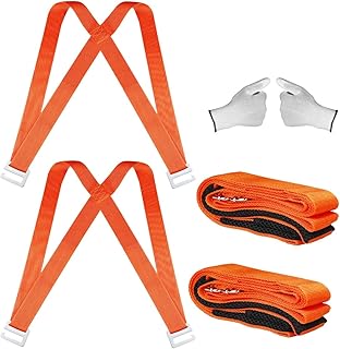 Moving Straps(Sangles mobiles) 2person Furniture Teamstrap Lifting System with Shoulder Harnesses,Feel Lighter Over 50%,Upto 500LBS Appliances,Flexible Sections Lifting Straps with Bonus Gloves