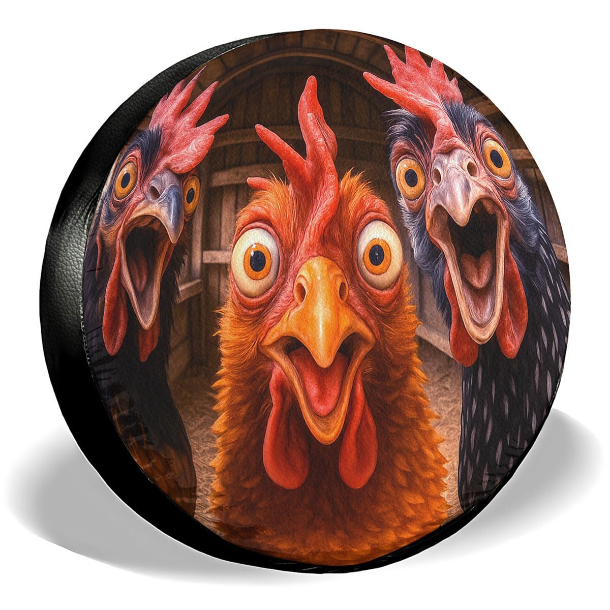 GENANY Funny Chicken Spare Tire Cover, Waterproof PVC RV Trailer Camper Wheel Protector, Size 17 Fits 31-33 Inch