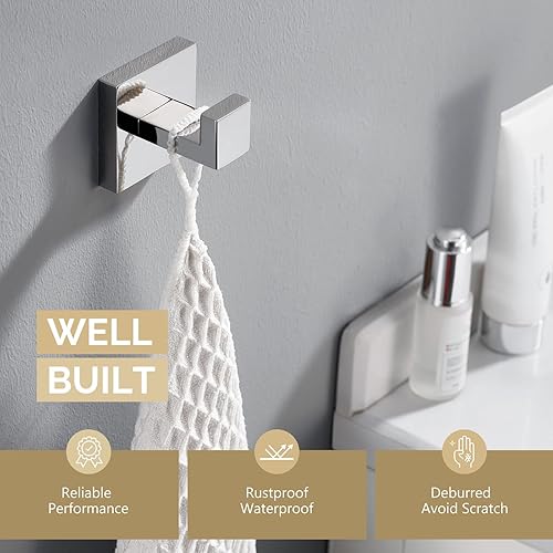 Miniatura 3 de Angle Simple Gancho para toallas de baño, de metal sólido, para baño, ducha, cuadrado, toalla de mano, albornoz, esponjas, colgador, armario de