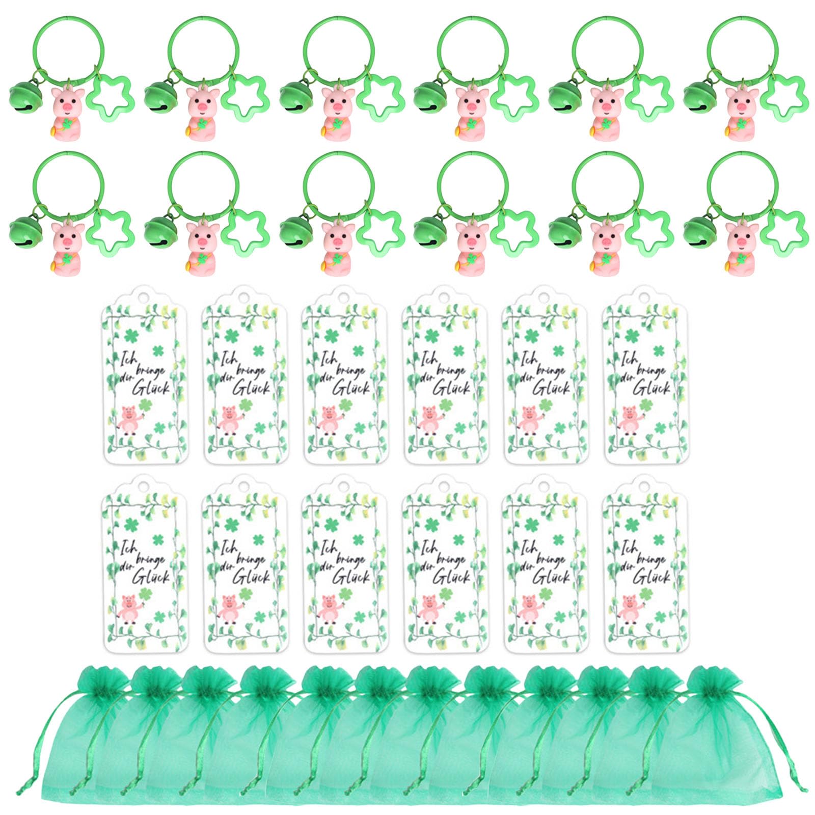 Buxuaaaa Of 12 Irish Festival Party Luck Piggy Keychains for Gift Souvenirs and Celebration Animal Keyrings Accessories Irish Festival Party Luck Piggy Keychains