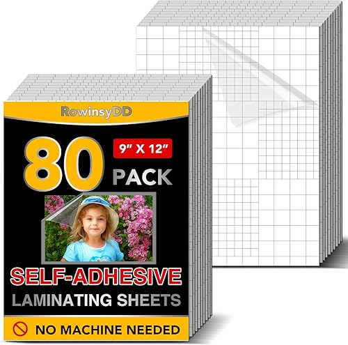 Miniatura 9 de 40 hojas de laminación autoadhesivas, 9 x 12 pulgadas, hojas laminadoras transparentes que no necesitan máquina, hojas laminadas autosellantes