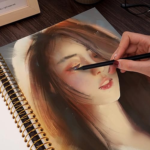 Miniatura 5 de Cuaderno de bocetos de tapa dura para dibujar de 8.5 x 11 pulgadas, cuaderno de bocetos en espiral para adultos, mujeres y niños con 3.53 ozm, 68