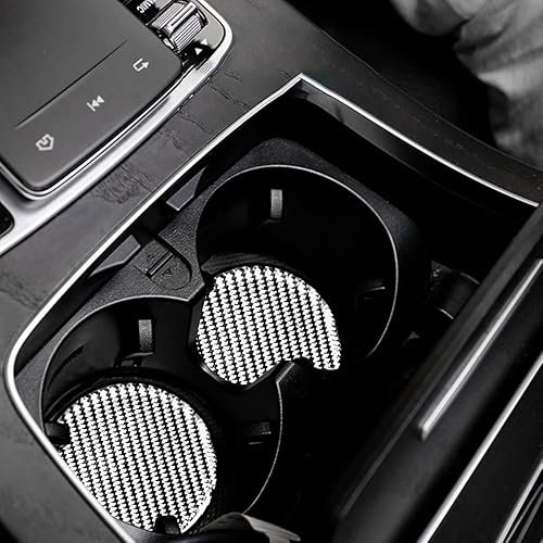Miniatura 5 de BESULEN Portavasos para automóvil, 2 posavasos integrados antideslizantes de fibra de carbono, universal de 2.75 pulgadas, almohadilla de posavasos