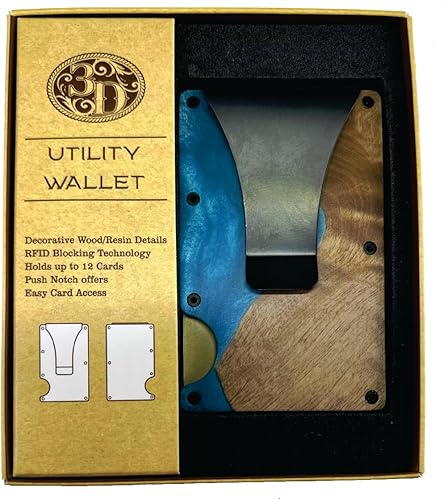 Miniatura 4 de Guardia Costera de los Estados Unidos de encargo magnífica turquesa y madera mármol resina inteligente utilidad cartera, Marrón