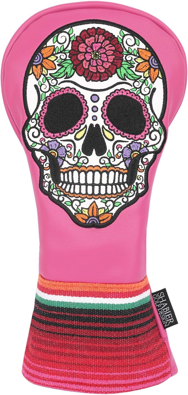 SHABIER Rose Embroidery Design Golf Headcover Sugar with Skull Design for Golf Club