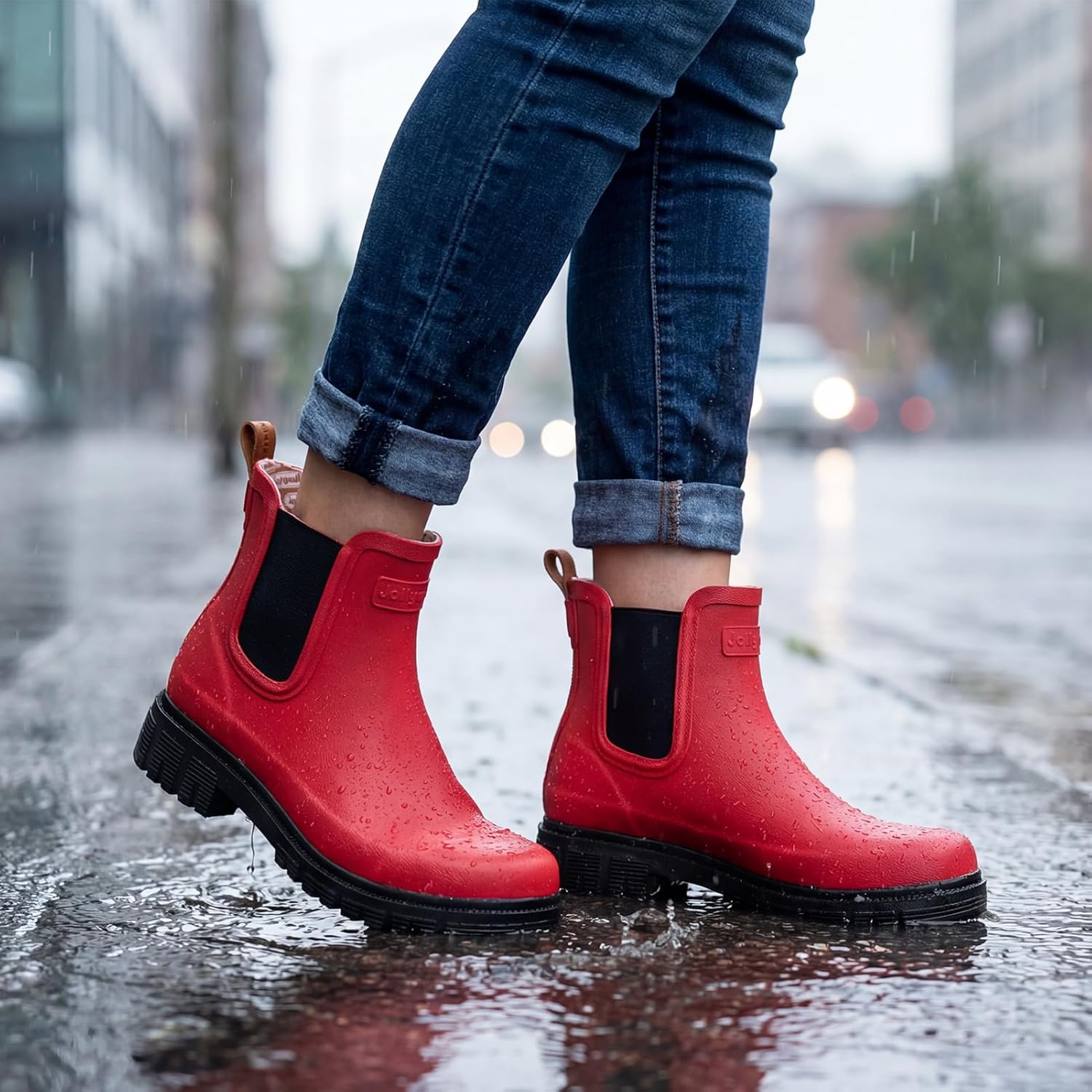 Women's Short Rain Boots Waterproof Chelsea Ankle Boots for Women, Lightweight Non Slip Rubber Garden Shoes with Soft Comfort Insole, Fashion Outdoor Work Booties