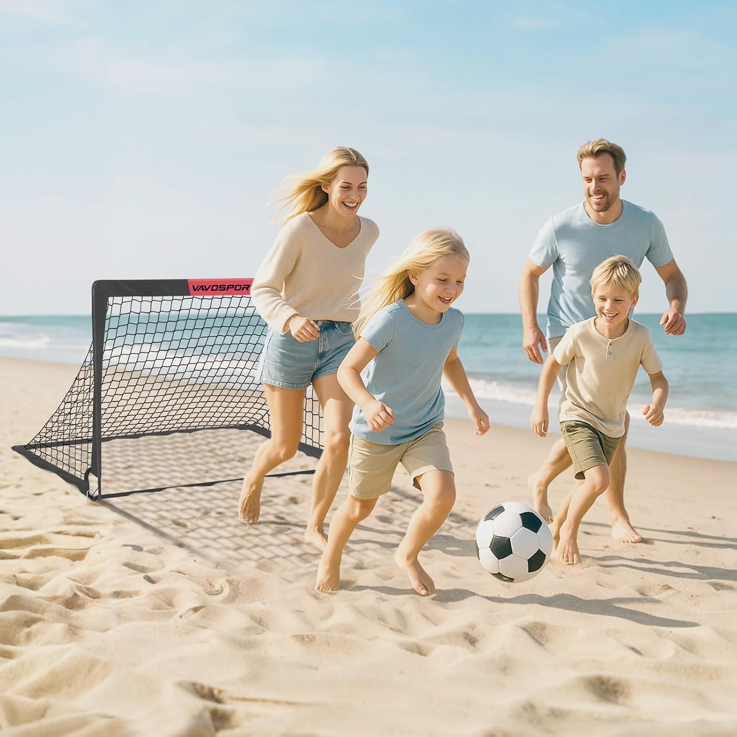 VAVOSPORT Fussballtore für Garten Kinder Tor Gate: Fußball Trainingsset mit Pop-Up 2er Set faltbar für Indoor/Outdoor Spiele für Kinder | Inklusive Fußball Größe 3 Hütchen 10 und Ballpumpe
