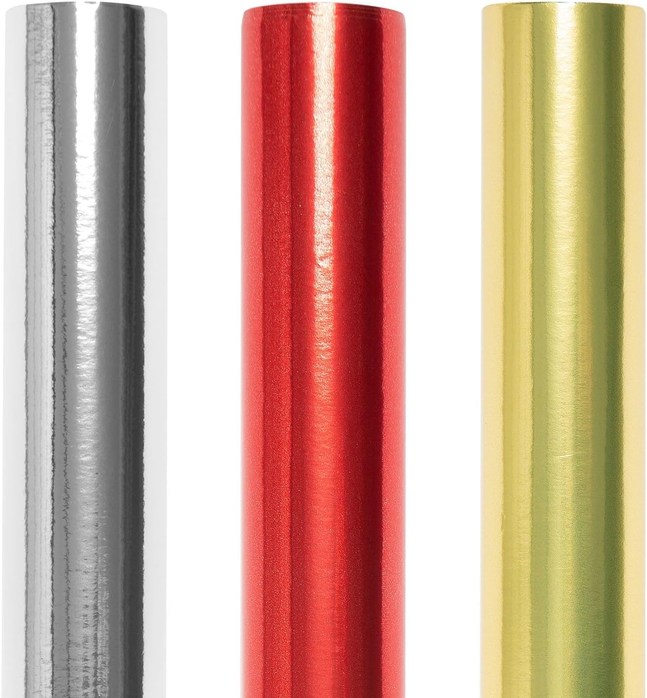 Bravich Pack Of 3 Christmas Wrapping Paper 2M. Metallic Foil Wrapping