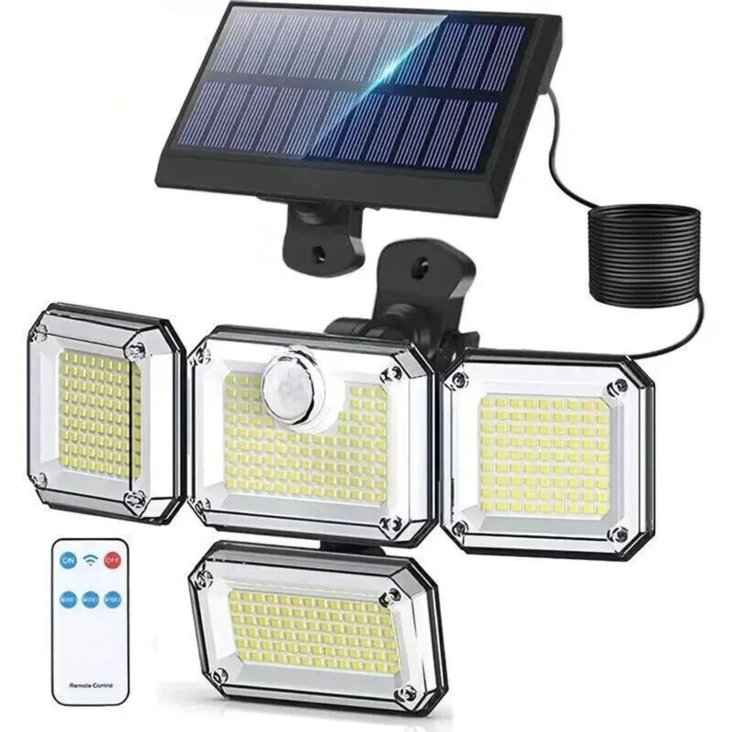 enjoydeal Solar Lights Outdoor, 333 LED Remote Solar Security Lights Outdoor Motion Sensor, 3 Modes Garden Light Solar Powered Waterproof PIR Flood Lighting for Yard Shed Garage Outside (Black)