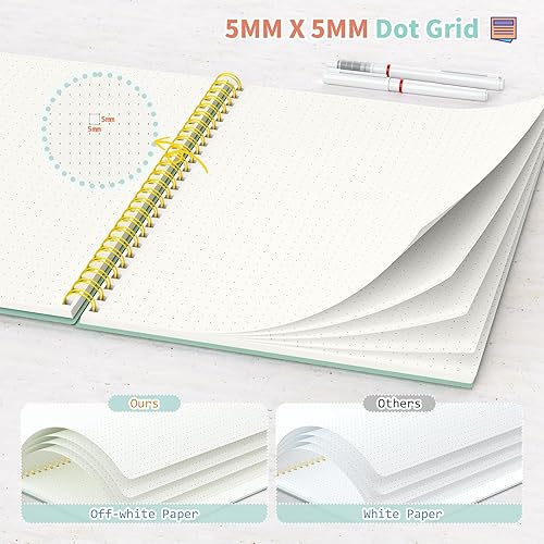 Miniatura 3 de Umriox Cuaderno pequeño en espiral, paquete de 4 cuadernos de espiral punteado A5 de 5.9 x 8.3 pulgadas, papel de cuadrícula de puntos, 160 páginas,