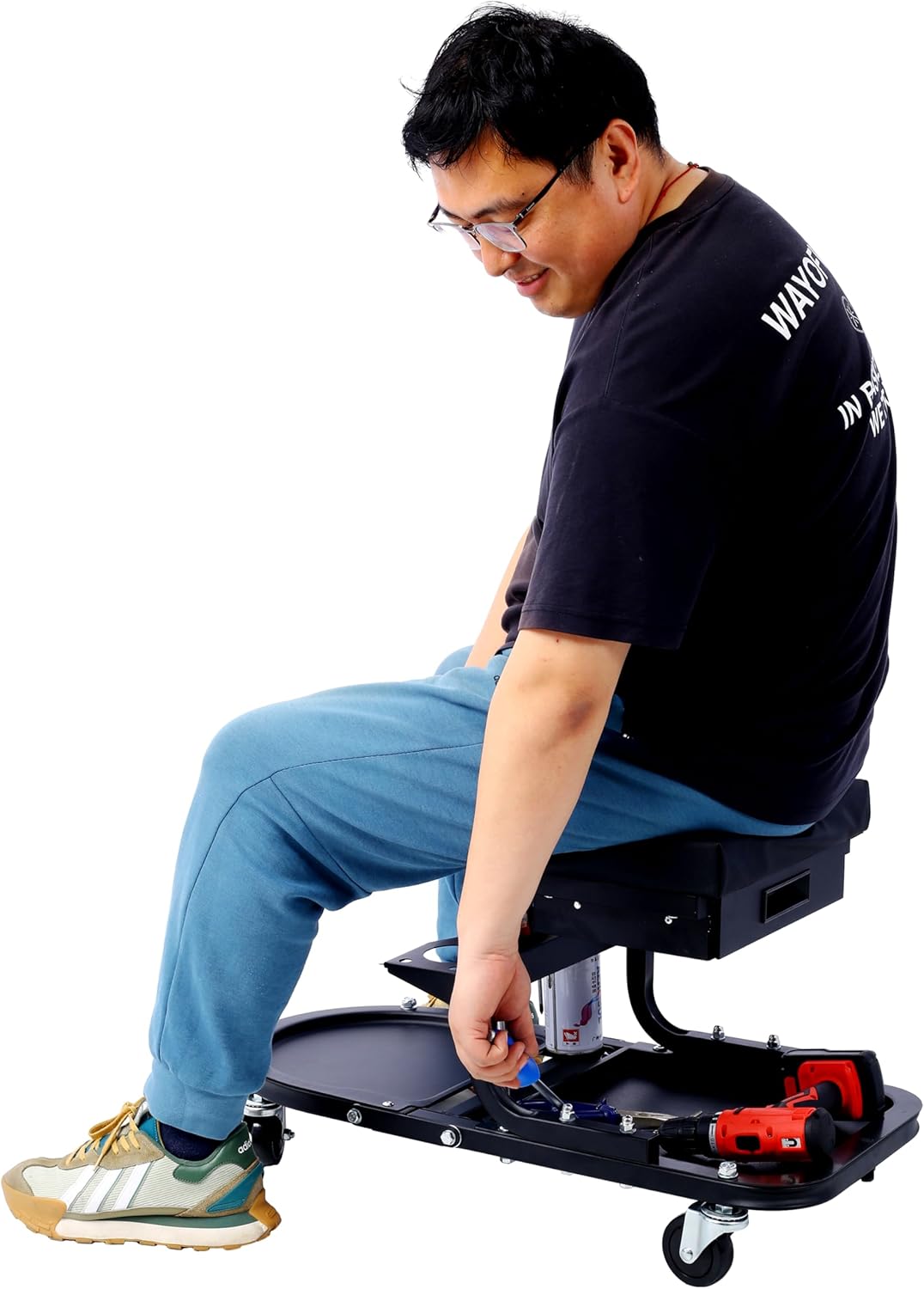 Soft Stool Ultimate Rolling Detailing & Utility Cart, Car Detailing Cart, Rolling Mechanic Stool with Storage Drawer & Tool Holders for Cars, Trucks, SUVs, RVs, etc
