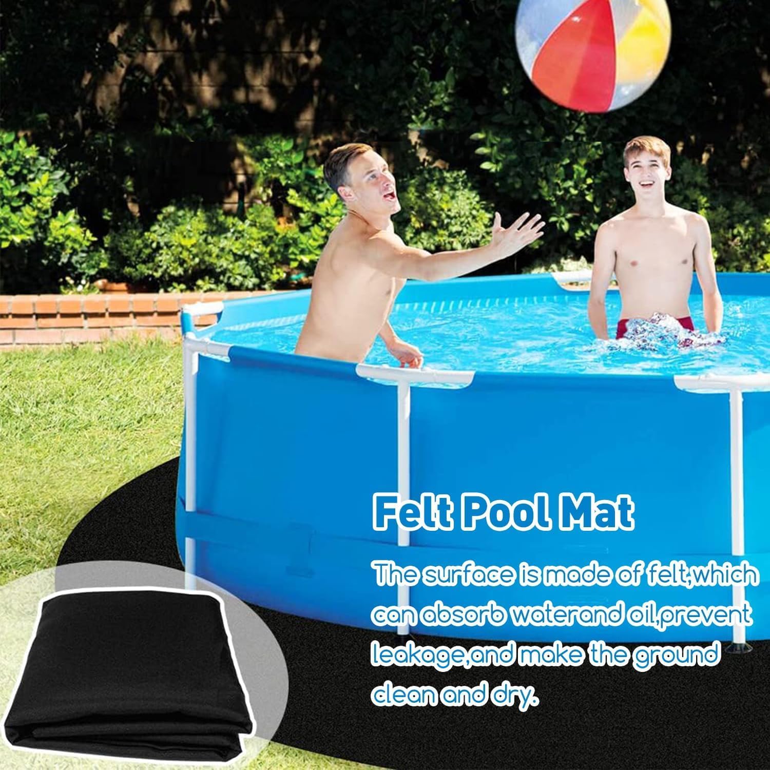 13FT Pool Ground Pad, Pool Liner Pad, Round Floor on Pool Mat, Swimming Pool Mat Floor Protector, Pool Mats Protective Floor, Swimming Pools Inflatable Hot Tubs Floor Pad, Spa Pool Accessories