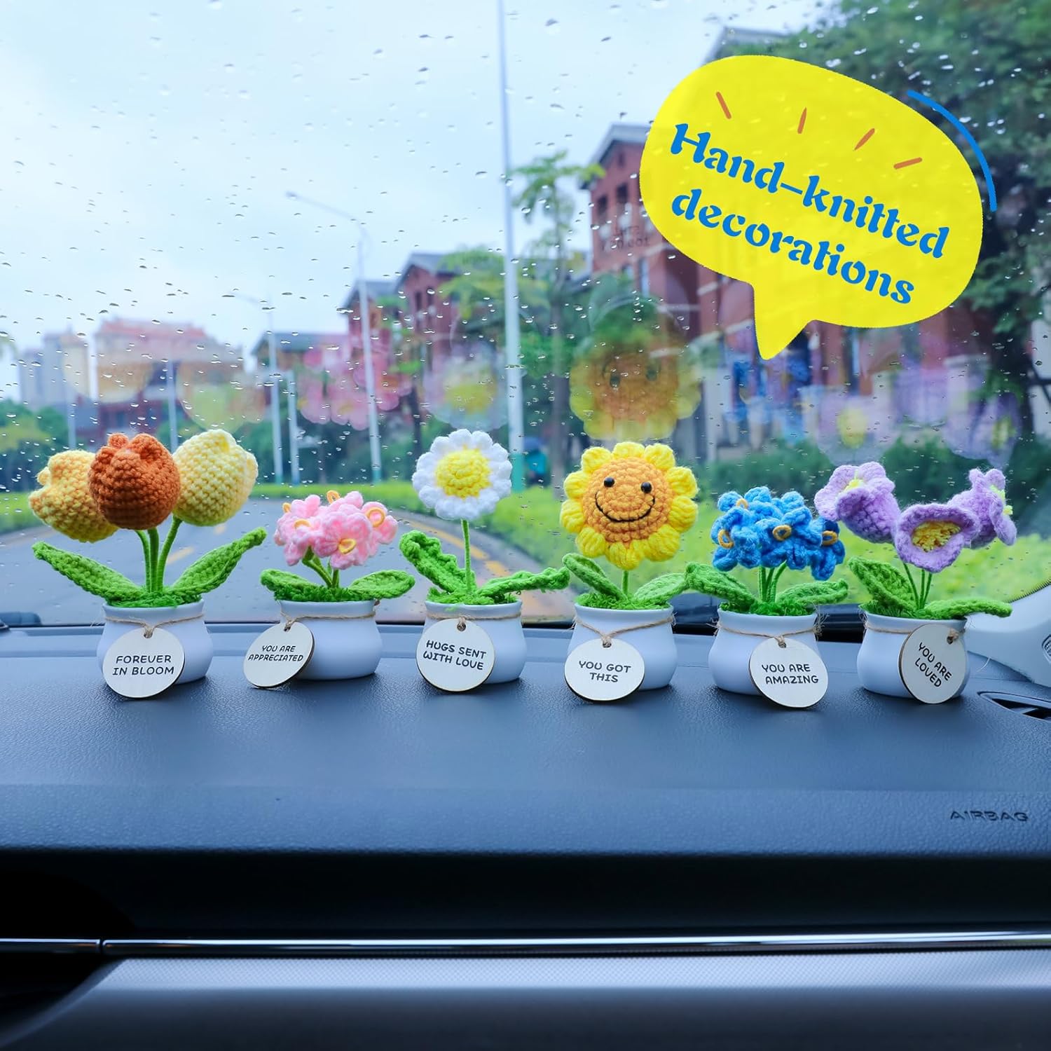 MSEHKM Encouragement Crochet Flowers with Positive Wooden Affirmations Handmade Artifical Flower Decor Ideal for Birthday/Christmas/Thank You Present (Gold Sunflower, You are Appreciated) - Image 5