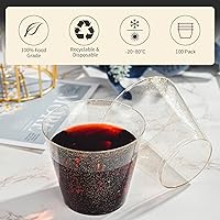 Vista 5 de N9R 100PCS Gold Plastic Cups 9oz, Gold Glitter Plastic Cups Disposable, Elegant Wedding Cups and Party Cups