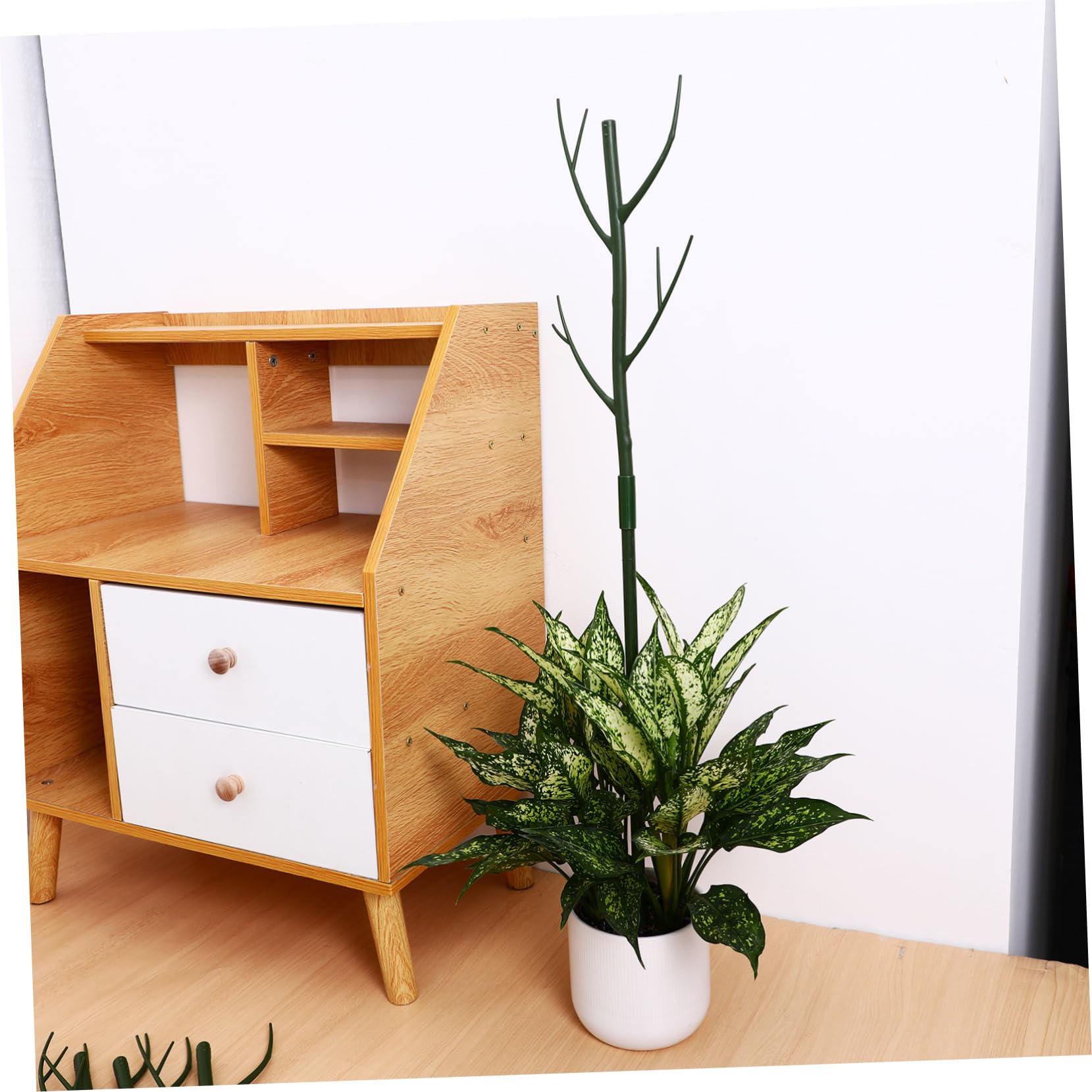 Mikikit Tuteur Plastique Support Extensible, en Vert 1 Set Clips, Attaches pour Plantes Grimpantes, pour Intérieur et Jardin
