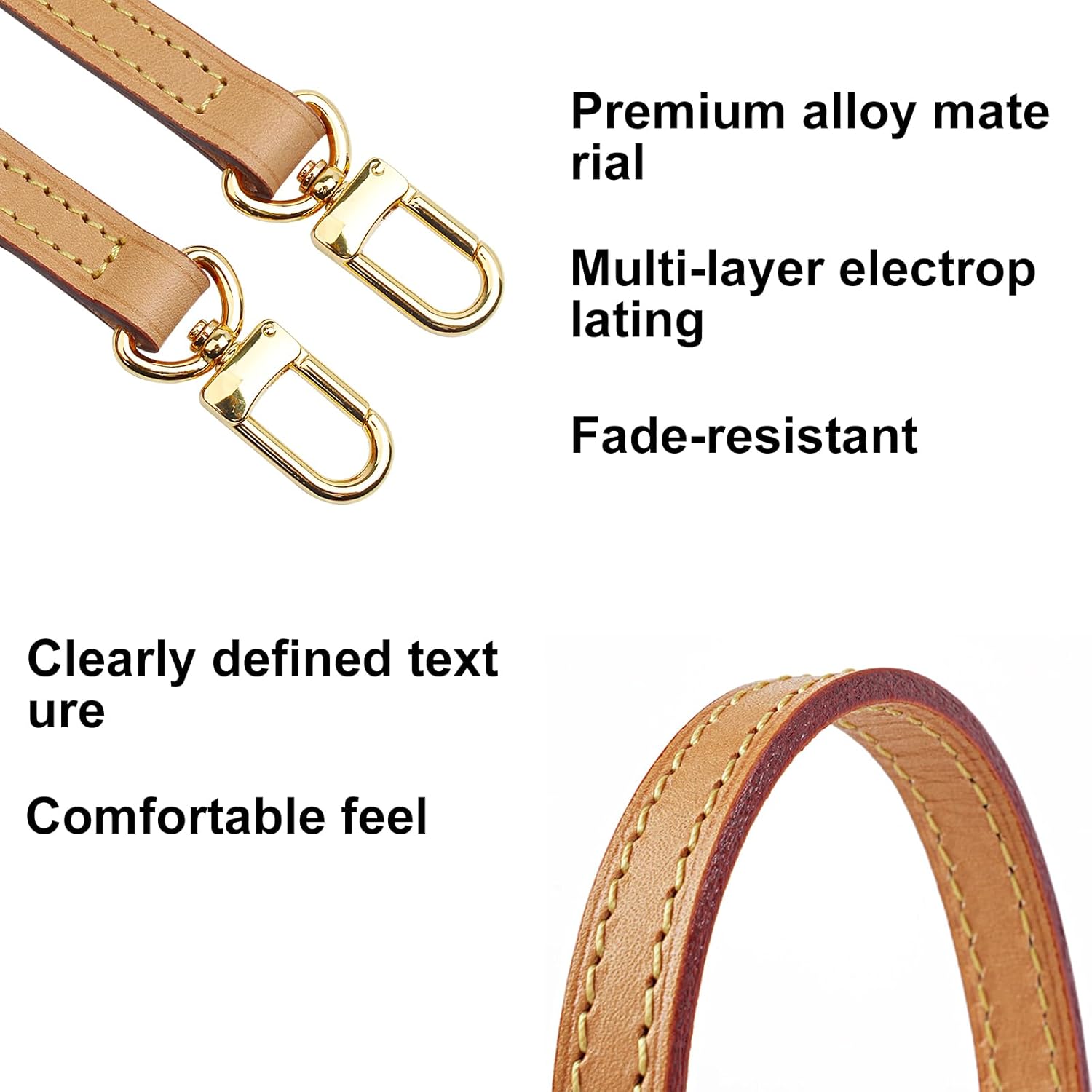 Genuine Vachetta Leather Strap for Bag,Shoulder Purse Strap Replacement Fot for Félicie Pochette (BEESWAX-Width:0.43in&Length:35.4in,Double Buckles) - Image 6