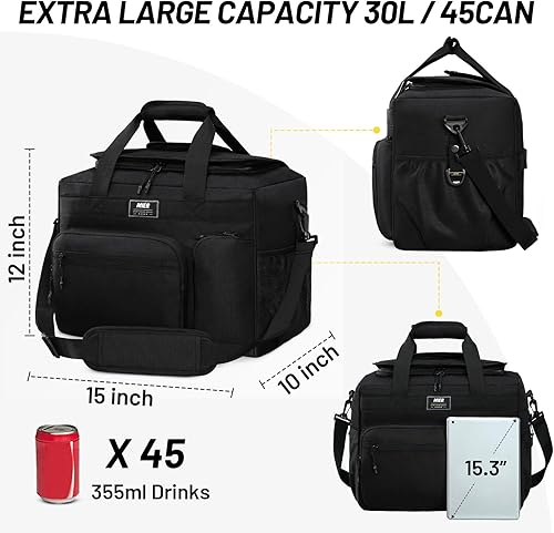 Miniatura 3 de MIER Bolsa enfriadora suave extra grande de 30L con abridor de botellas para camping, playa, barbacoa, comestibles, golf, a prueba de fugas, bolsa