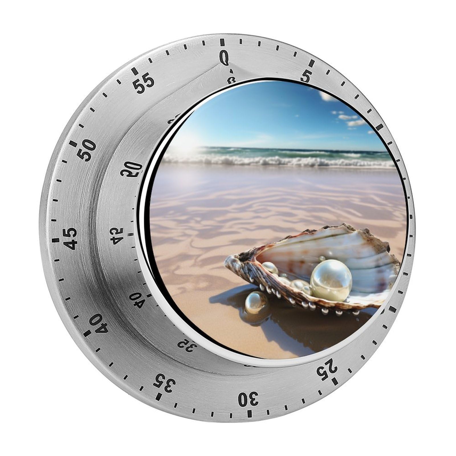 Ocean Beach Mussel Pearl Kitchen Timers, Manual 60 Minute Wind Up Timer Clock with Loud A…