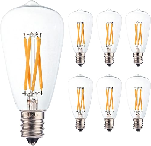 6 bombillas pequeñas ST38 Edison de 4 W equivalentes a 25 W-40 W E12 base vintage de vidrio transparente LED blanco cálido 2700 K bombilla para