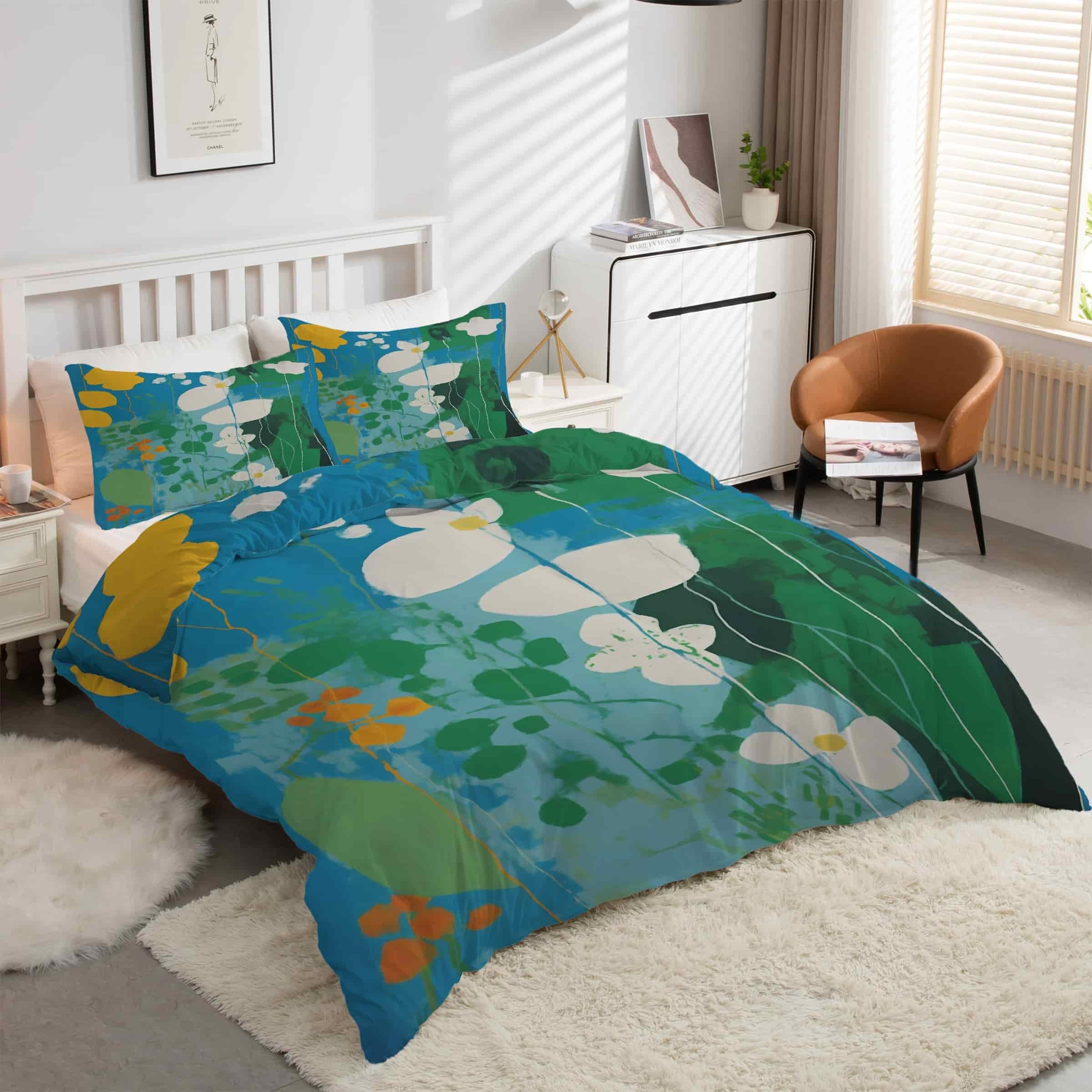 Housse de couette 220x240 zippée facile à enfiler en microfibre douce anti-plis
