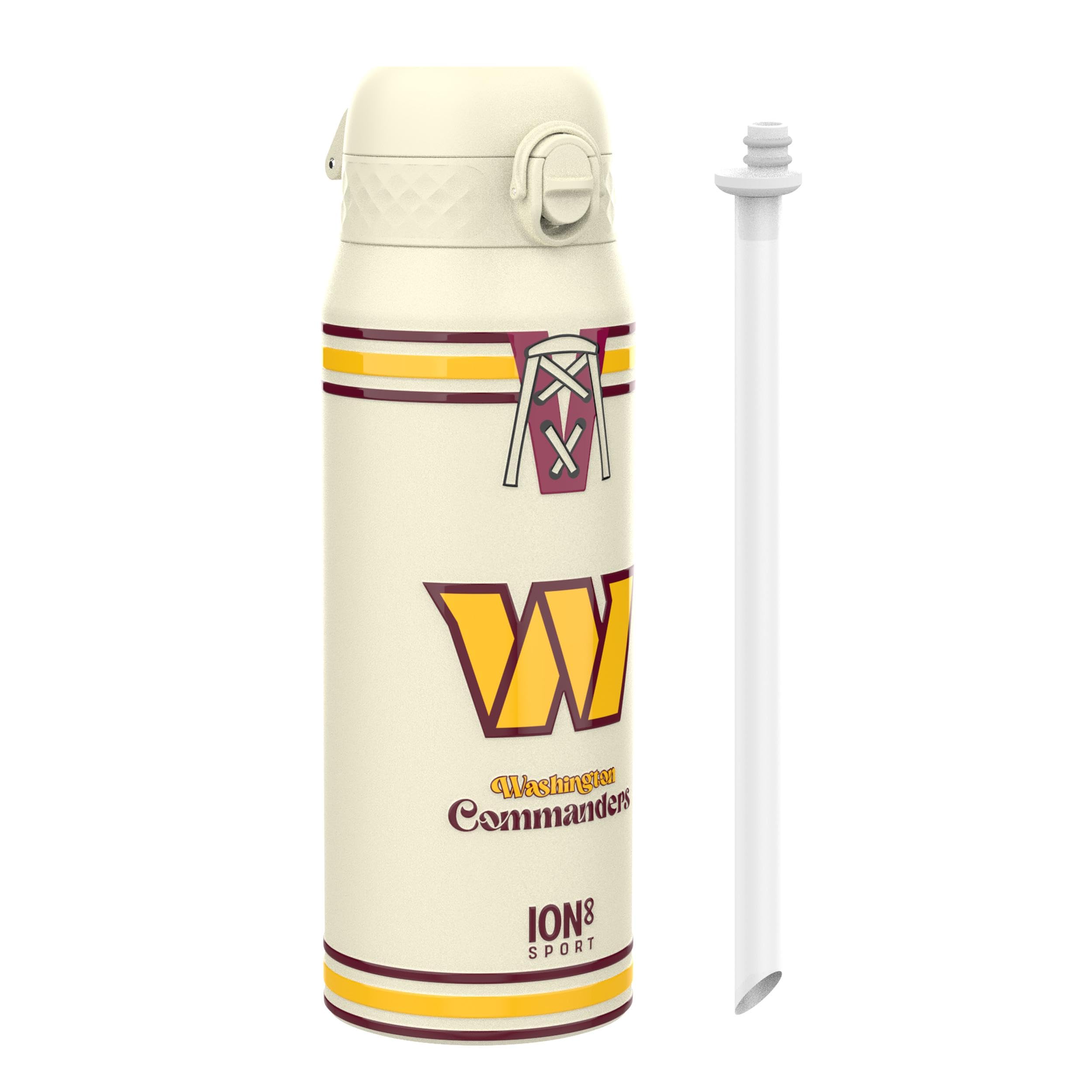 NFL Washington Commanders Sports Thermal Water Bottle with Removable Straw, 750ml/24oz, Leak Proof Insulated Drinking Bottle, Easy to Open, Secure Lock, Dishwasher Safe, Flip Cover, Metal Water Bottle